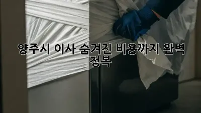 양주시 이사, 숨겨진 비용까지 완벽 정복!